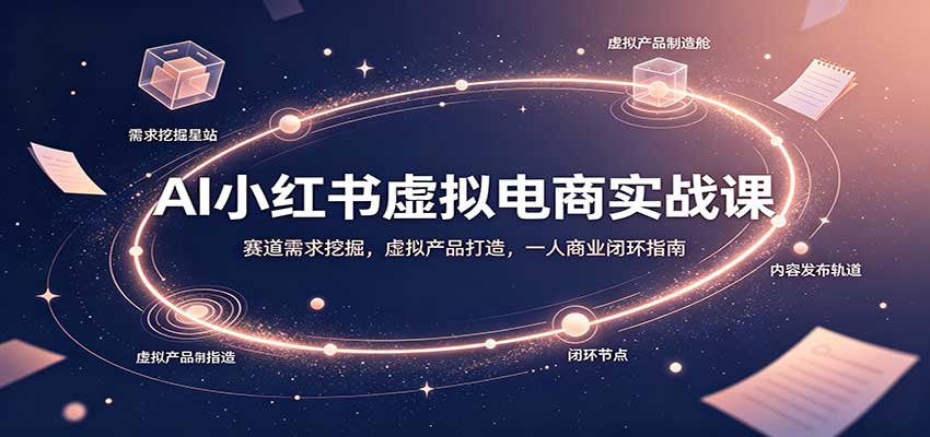 AI小红书虚拟电商实战课：赛道需求挖掘，虚拟产品打造，一人商业闭环指南-小二项目网