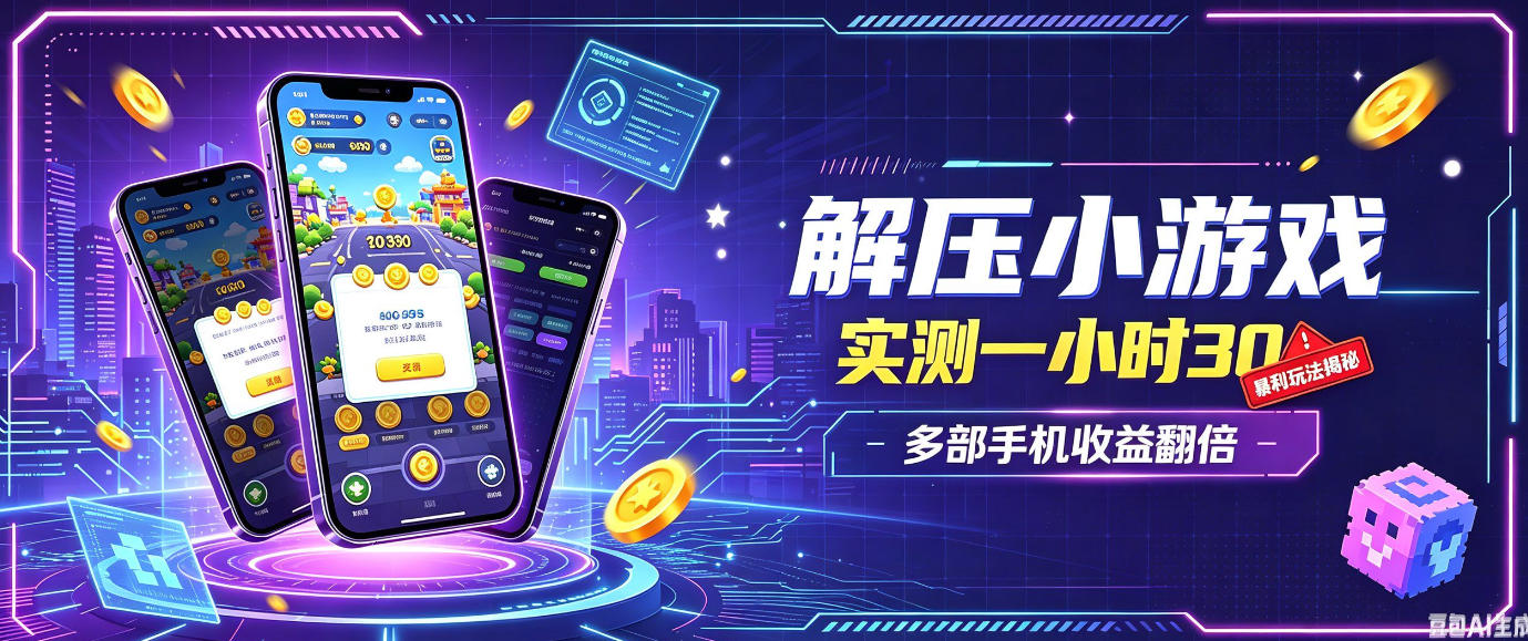 小游戏全流程玩法，实测一小时搞30，简单无脑解压，当天做当天就能看到进账，直接冲就行【揭秘】-小二项目网