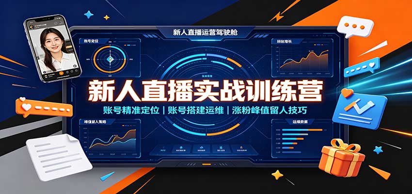 新人直播实战训练营：账号精准定位，账号搭建运维，涨粉峰值留人技巧-小二项目网