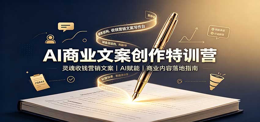 AI商业文案创作特训营：灵魂收钱营销文案，AI赋能，商业内容落地指南-小二项目网