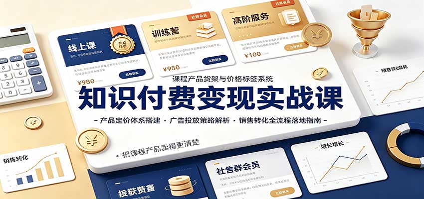知识付费变现实战课：产品定价体系搭建，广告投放，销售转化全流程落地指南-小二项目网