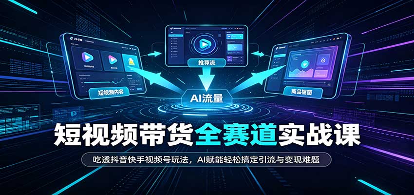 短视频带货全赛道：吃透抖音快手视频号玩法，AI赋能轻松搞定引流与变现难题-小二项目网
