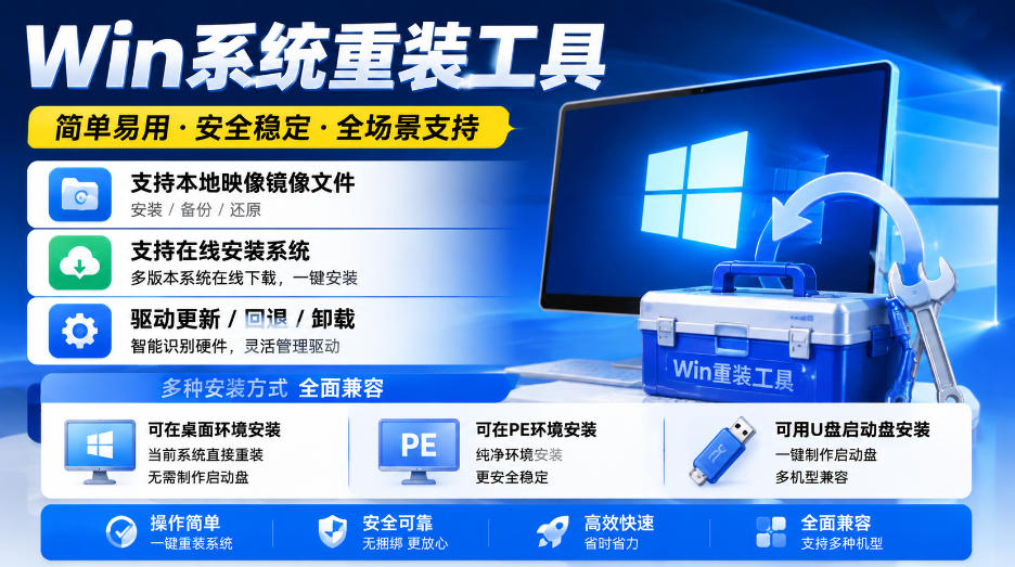 Win系统重装工具，支持本地映像镜像文件安装备份，简单易用-安全稳定-全场景支持-小二项目网