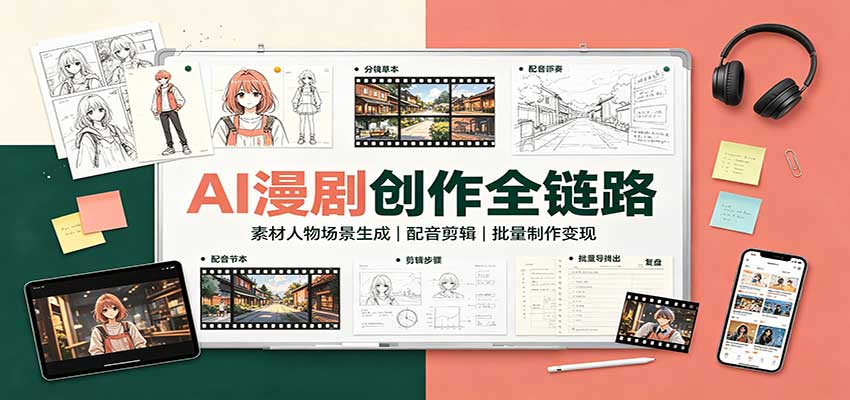 AI漫剧创作全链路：素材人物场景生成，配音剪辑，批量制作变现-小二项目网