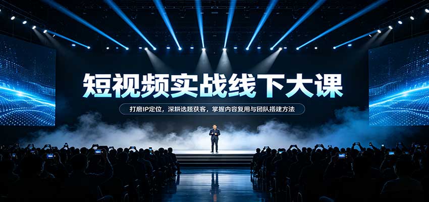 短视频实战线下大课：打磨IP定位，深耕选题获客，掌握内容复用与团队搭建方法-小二项目网