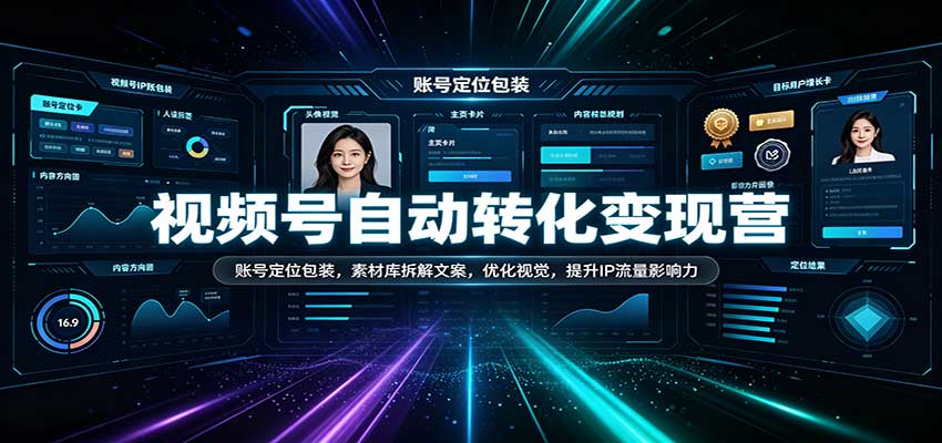 视频号自动转化变现营：账号定位包装，素材库拆解文案，优化视觉，提升IP流量影响力-小二项目网