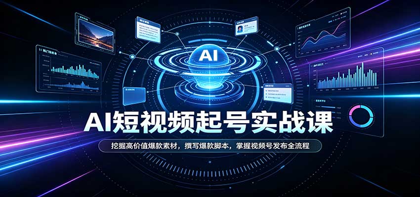 短视频AI起号实战课：挖掘高价值爆款素材，撰写爆款脚本，掌握视频号发布全流程-小二项目网