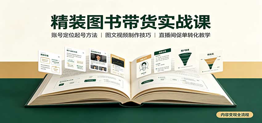 精装图书带货实战课：账号定位起号方法，图文视频制作，促单转化教学-小二项目网