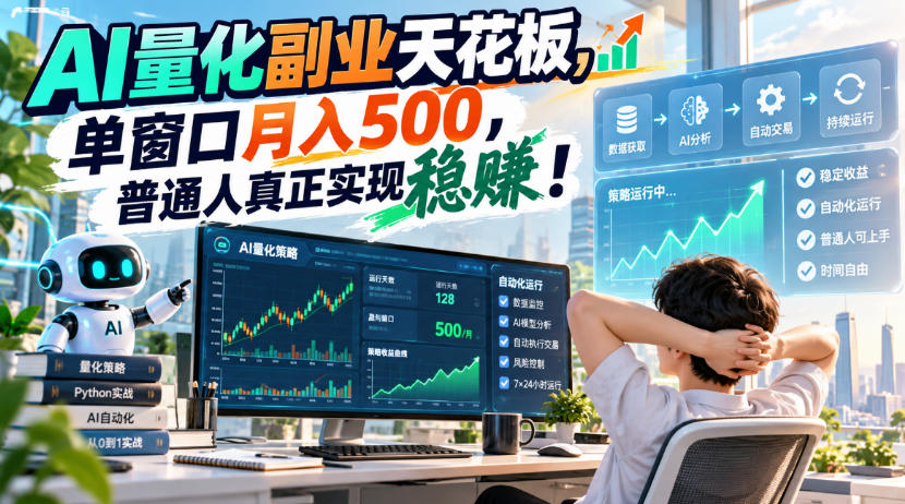 AI量化副业天花板，单窗口月入500，普通人真正实现稳賺！【揭秘】-小二项目网