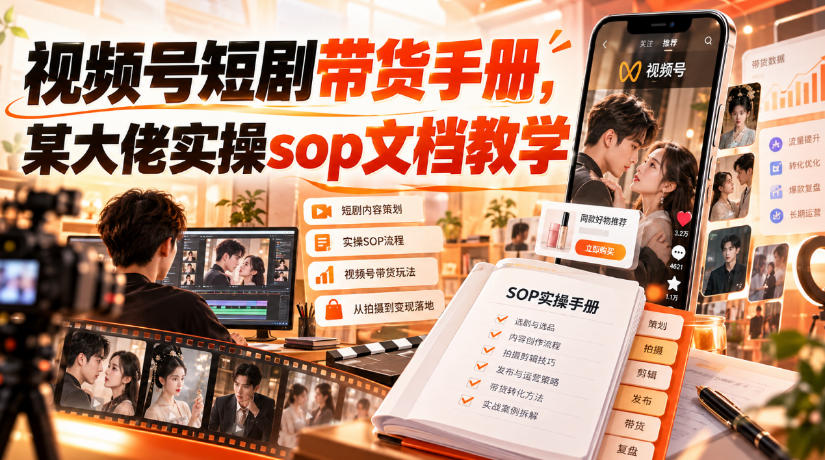 视频号短剧带货手册，某大佬实操sop文档教学-小二项目网