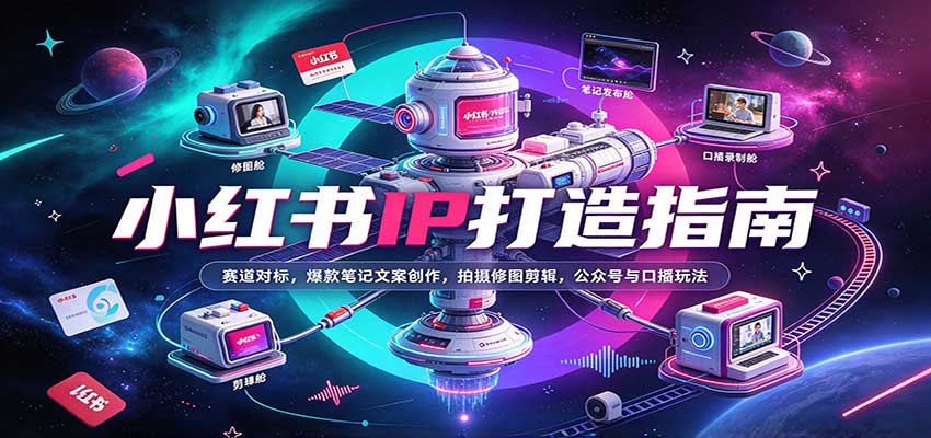 小红书IP打造指南：赛道对标，爆款笔记文案创作，拍摄修图剪辑，公众号与口播玩法-小二项目网