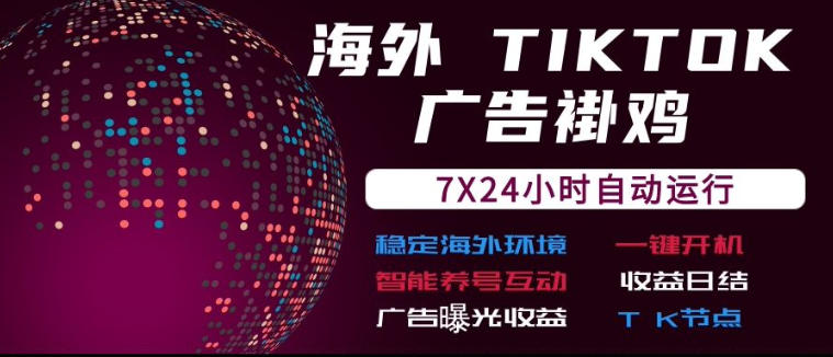 海外TikTok挂G流量变现，7X24自动运行，广告曝光收益，收益日结【揭秘】-小二项目网