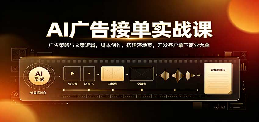 AI广告接单实战：广告策略与文案逻辑，脚本创作，搭建落地页，开发客户拿下商业大单-小二项目网