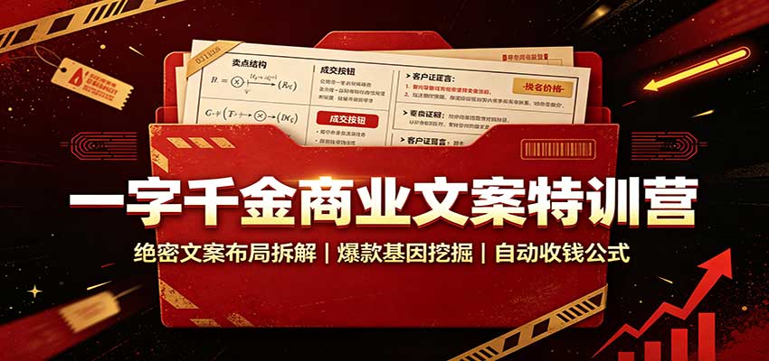一字千金商业文案特训营：绝密文案布局拆解，爆款基因挖掘，自动收钱公式-小二项目网