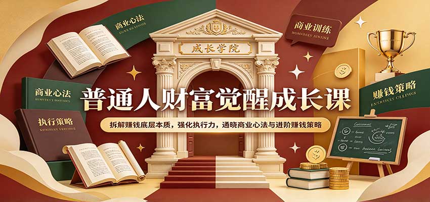 普通人财富觉醒成长课：拆解赚钱底层本质，强化执行力，通晓商业心法与进阶赚钱策略-小二项目网