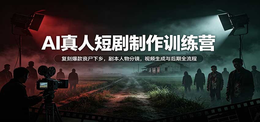 AI真人短剧制作训练营：复刻爆款丧尸下乡，剧本人物分镜，视频生成与后期全流程-小二项目网