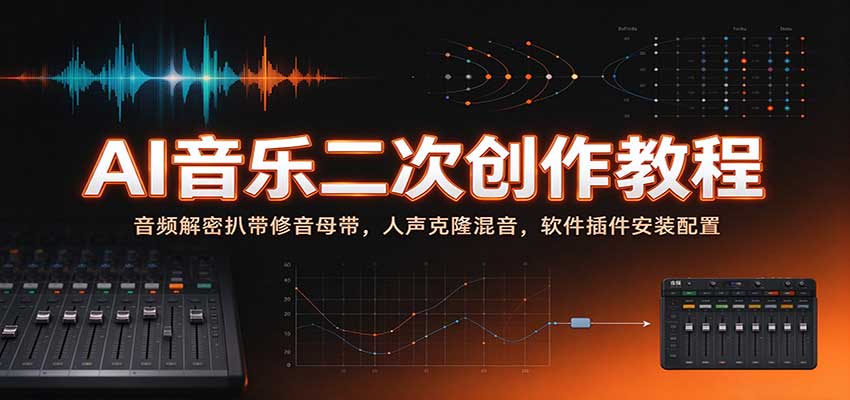 AI音乐二次创作教程：音频解密扒带修音母带，人声克隆混音，软件插件安装配置-小二项目网