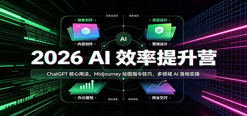 2026 AI效率提升营：ChatGPT核心用法，Midjourney绘图指令技巧，多领域AI落地实操-小二项目网
