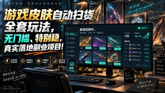 游戏皮肤自动扫货全套玩法，无门槛、特别稳，真实落地副业项目！【揭秘】-小二项目网