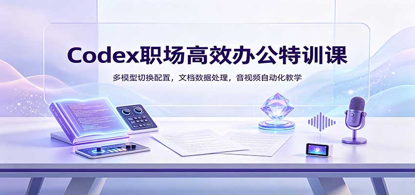 Codex职场高效办公特训课：多模型切换配置，文档数据处理，音视频自动化教学-小二项目网