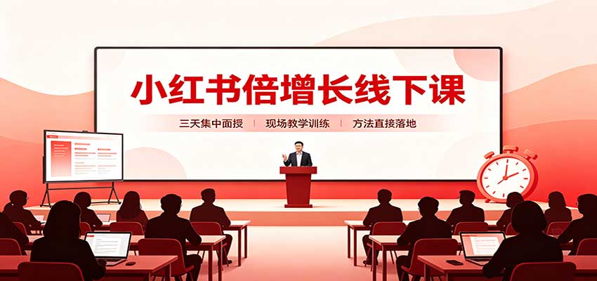 小红书倍增长线下课：三天集中面授，拆解选品、素材制作与起号全链路-小二项目网