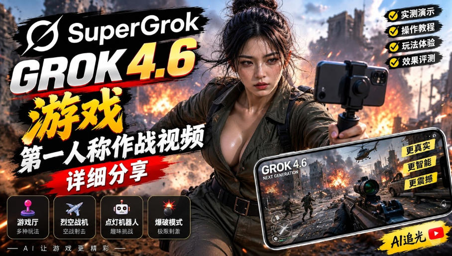 Grok 4.6也能做游戏？第一人称作战视频实测｜玩法详细讲解-小二项目网
