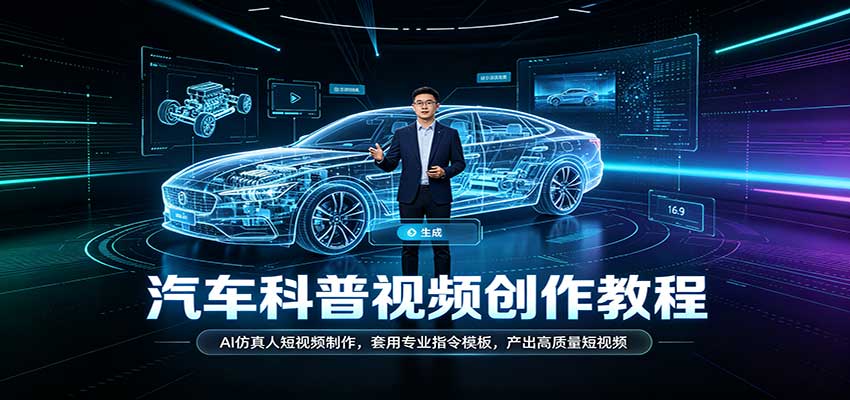 汽车科普视频创作教程：AI仿真人短视频制作，套用专业指令模板，产出高质量短视频-小二项目网