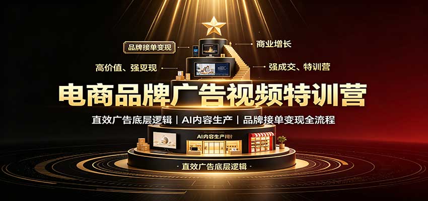 电商品牌广告视频特训：直效广告底层逻辑，AI内容生产，品牌接单变现全流程-小二项目网