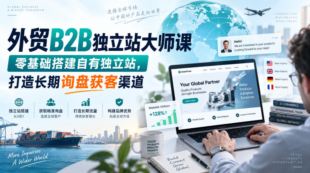 外贸B2B独立站大师课，零基础搭建自有独立站，打造长期询盘获客渠道-小二项目网