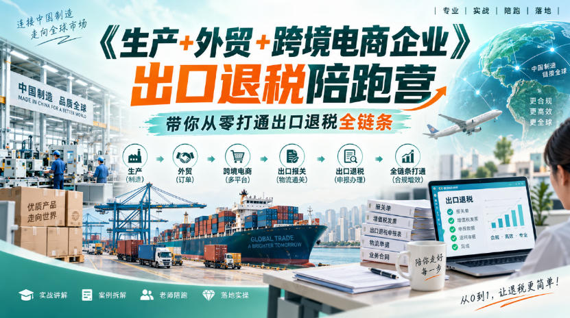 《生产+外贸+跨境电商企业》出口退税陪跑营，带你从零打通出口退税全链条-小二项目网