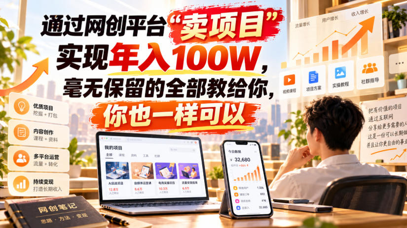 通过网创平台“卖项目”实现年入100W，毫无保留的全部教给你，你也一样可以！【揭秘】-小二项目网