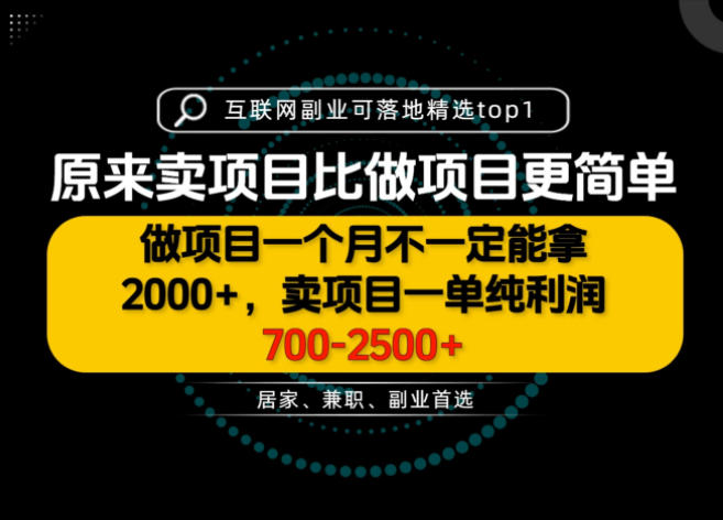 一单利润700-2.5K+，为什么我们要卖项目而不是做项目，我们普通人应该怎样开始？【揭秘】-小二项目网