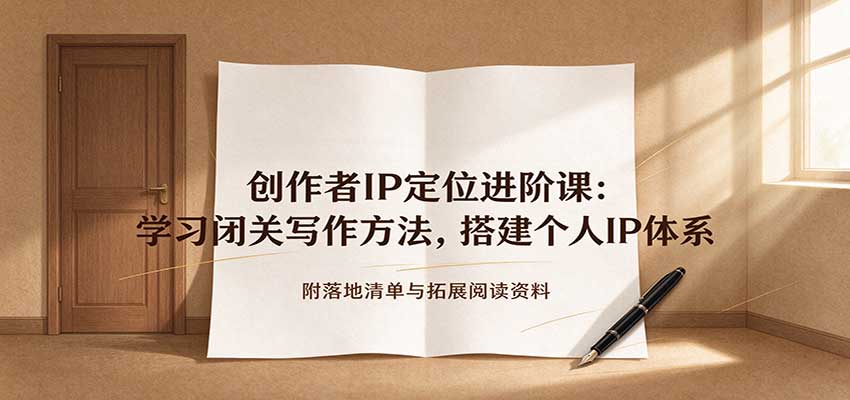创作者IP定位进阶课：学习闭关写作方法，搭建个人IP体系，附落地清单与拓展阅读资料-小二项目网