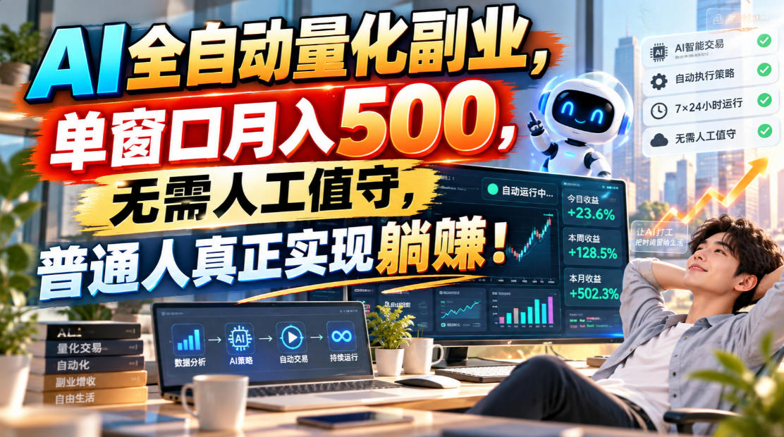 (20826期)AI全自动量化副业,单窗口月入500,无需人工值守,普通人真正实现躺賺!-小二项目网