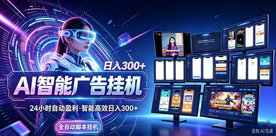 (20964期)24小时AI广告挂机|在家就能做的被动副业-小二项目网