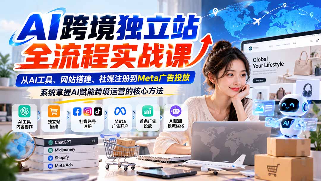 （21056期）AI跨境独立站全流程实战课：从AI工具、网站搭建、社媒注册到Meta广告投放，系统掌握AI赋能跨境运营的核心方法-小二项目网