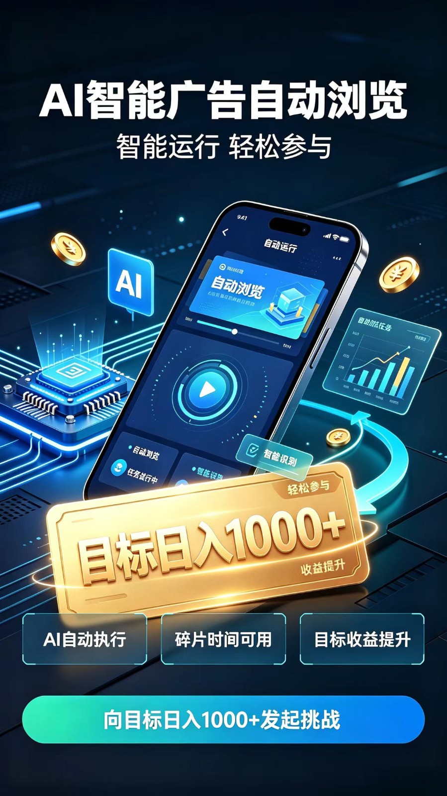 AI智能广告自动浏览项目，轻量操作稳定收益，低门槛自动挂机，闲暇时间轻松赚取收益-小二项目网