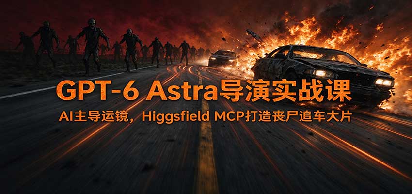 GPT-6 Astra导演实战课：AI主导运镜，Higgsfield MCP打造丧尸追车大片-小二项目网