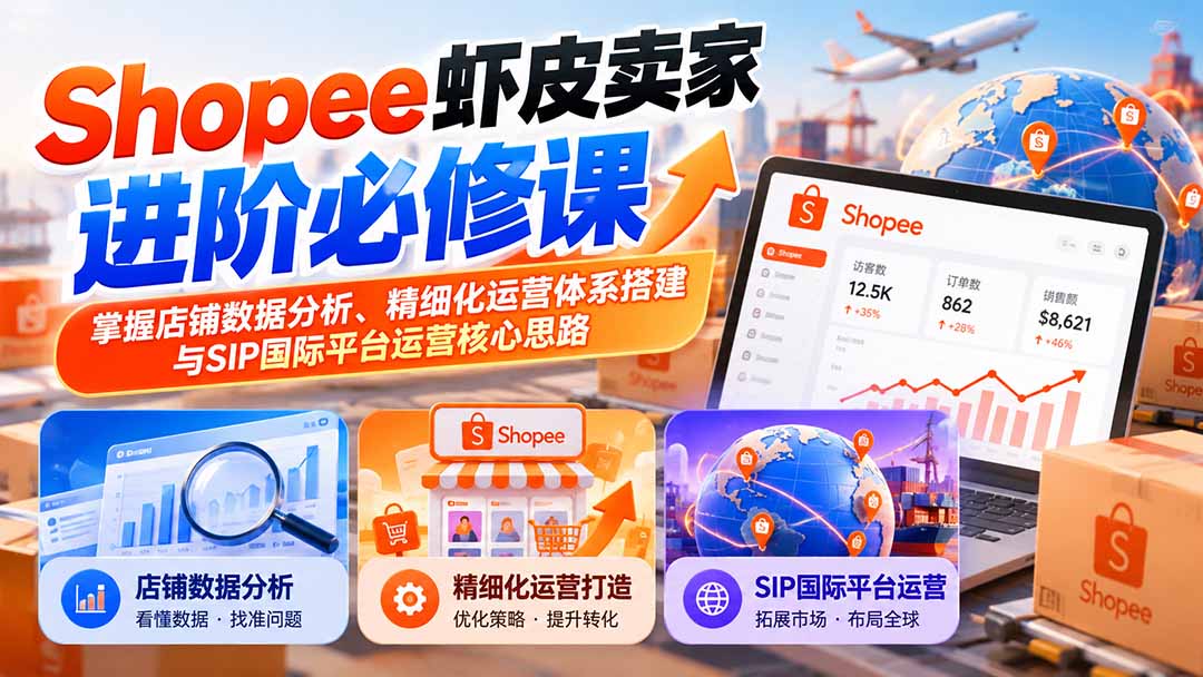 （20949期）Shopee虾皮卖家进阶必修课：掌握店铺数据分析、精细化运营体系搭建与SIP国际平台运营核心思路-小二项目网