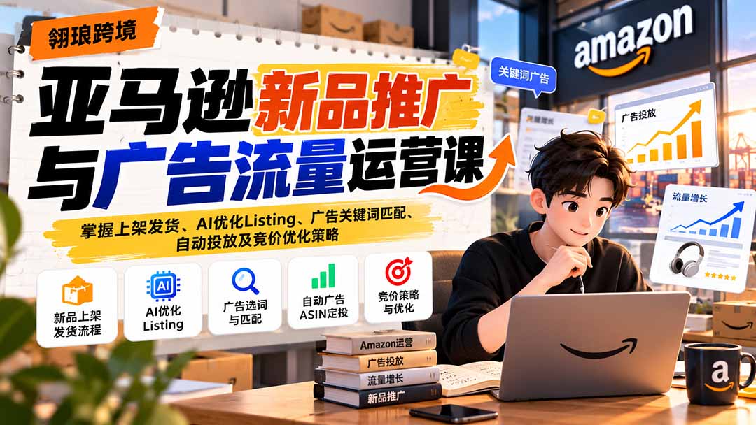 （21036期）亚马逊新品推广与广告流量运营课：掌握上架发货、AI优化Listing、广告关键词匹配、自动投放及竞价优化策略-小二项目网