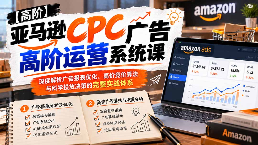 （20950期）亚马逊CPC广告高阶运营系统课：深度解析广告报表优化、高价竞价算法与科学投放决策的完整实战体系-小二项目网