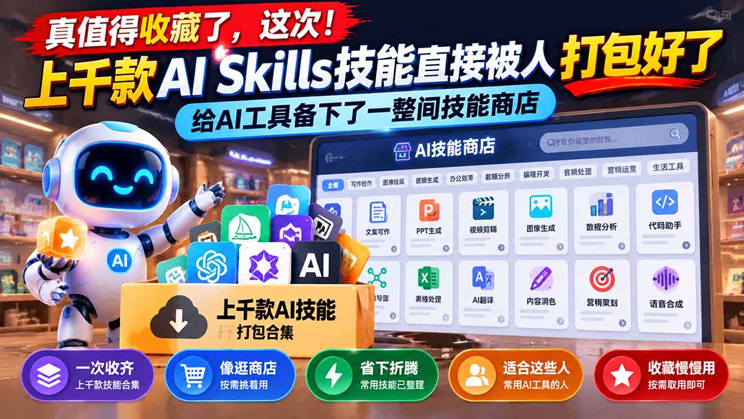 （21096期）真值得收藏了，这次！上千款AI Skills技能直接被人打包好了，给AI工具备下了一整间技能商店-小二项目网