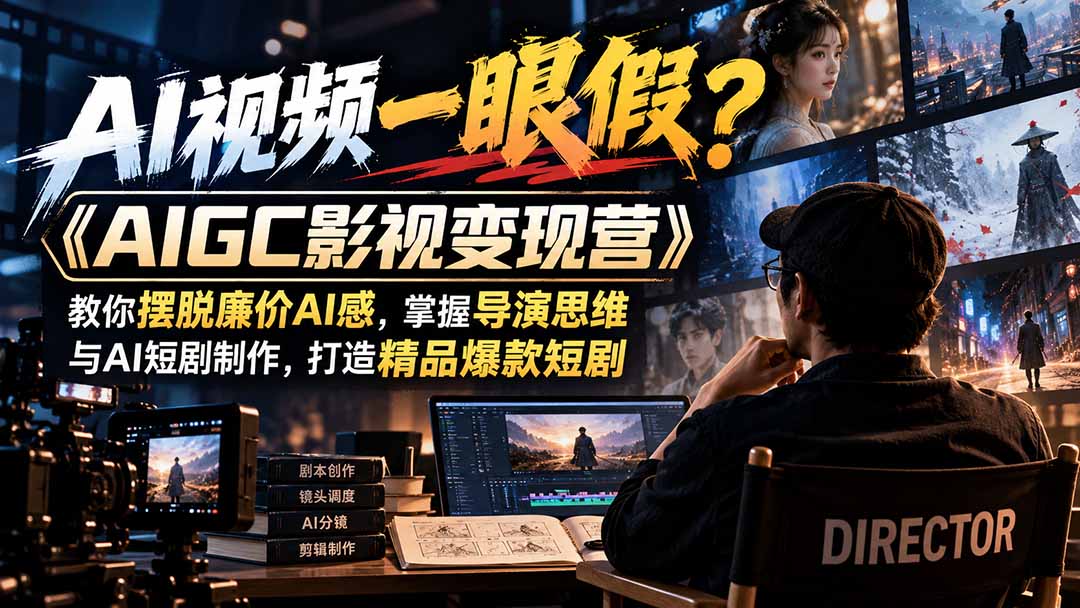 （21133期）【无水印】AI视频一眼假？《AIGC影视变现营》教你摆脱廉价AI感，掌握导演思维与AI短剧制作，打造精品爆款短剧-小二项目网