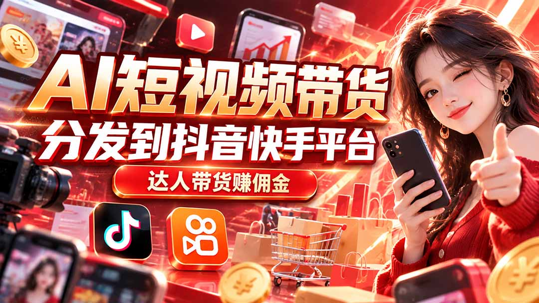 （20754期）【AI短视频带货】分发到抖音快手平台，达人带货赚佣金-小二项目网