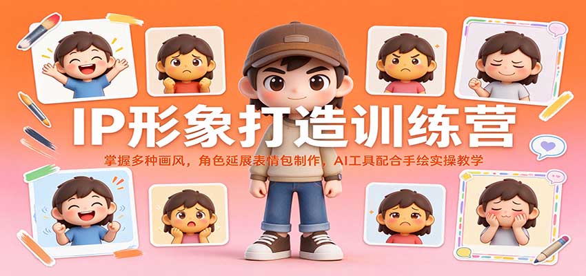 IP形象打造训练营：掌握多种画风，角色延展表情包制作，AI工具配合手绘实操教学-小二项目网