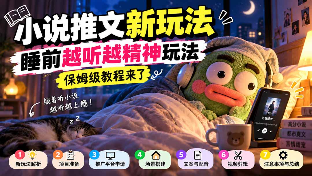 （20947期）小说推文新玩法，睡前越听越精神玩法，保姆级教程来了-小二项目网