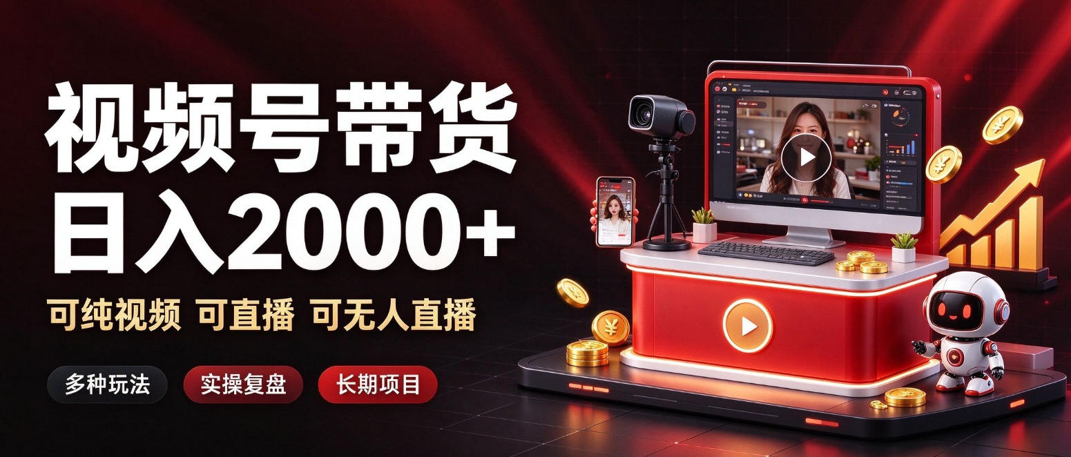 通过视频号带货日入2k+，可纯视频可直播可无人直播，多种玩法，长期项目【揭秘】-小二项目网