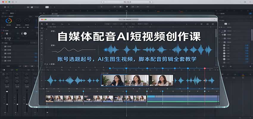 自媒体配音AI短视频创作课：账号选题起号，AI生图生视频，脚本配音剪辑全套教学-小二项目网