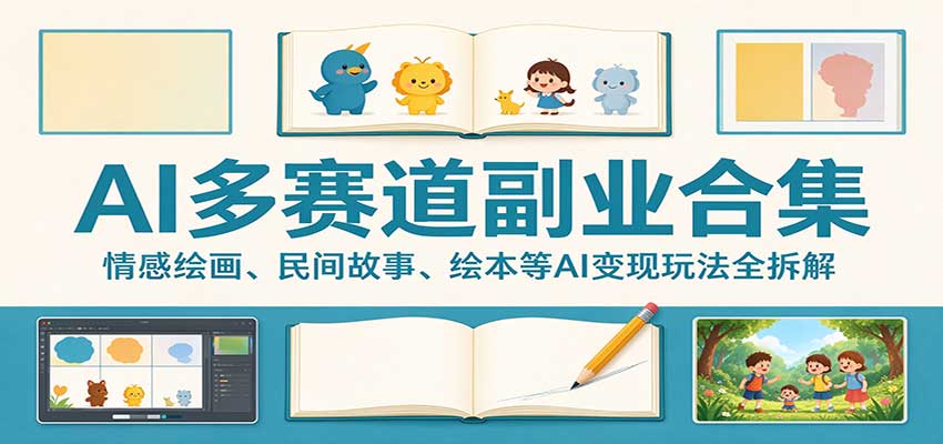 AI多赛道副业合集：情感绘画、民间故事、绘本等AI变现玩法全拆解-小二项目网
