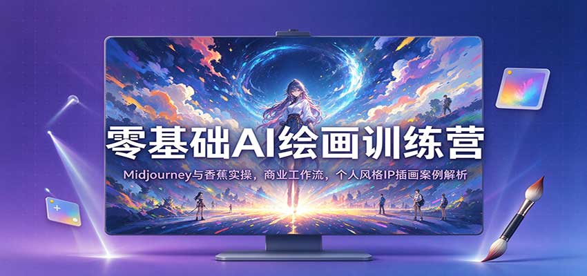 零基础AI绘画训练营：Midjourney与香蕉实操，商业工作流，个人风格IP插画案例解析-小二项目网